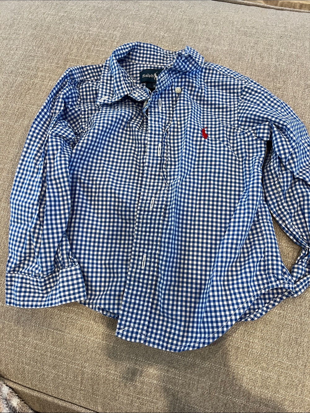 Ralph Lauren Blue & White Gingham Button-Down Shirt